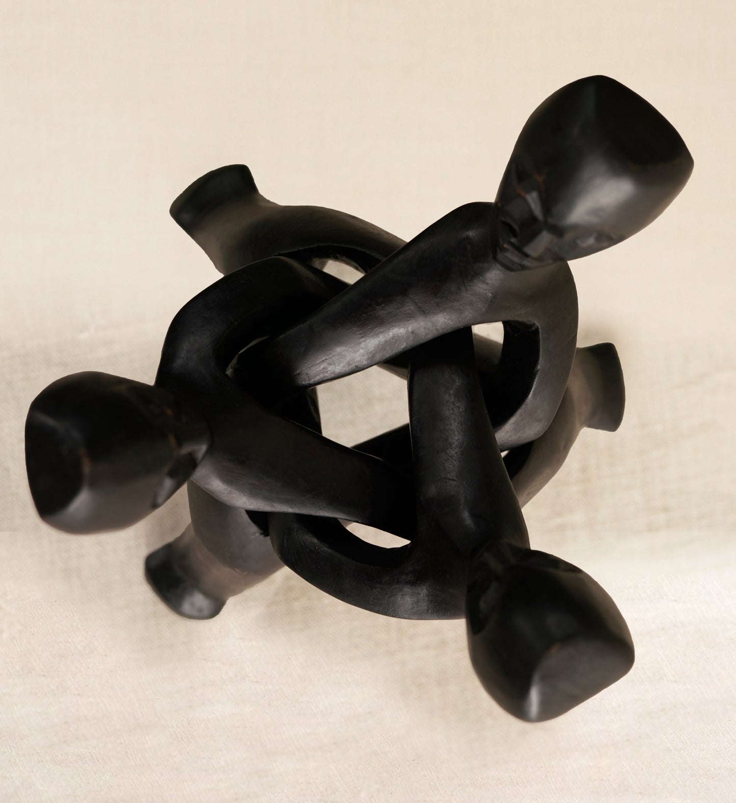 Black Unity Sculpture with Rattan Balls