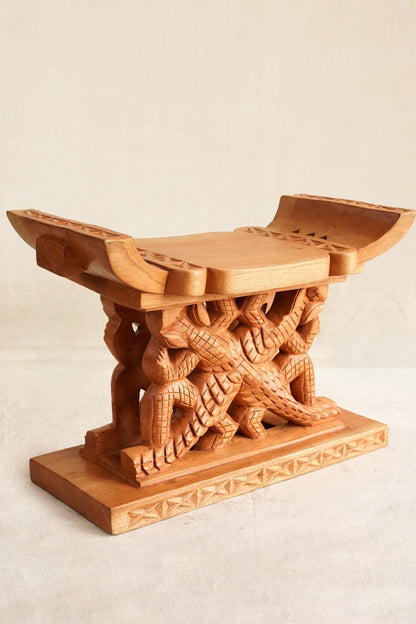 Light Brown Funefu Ashanti Stool