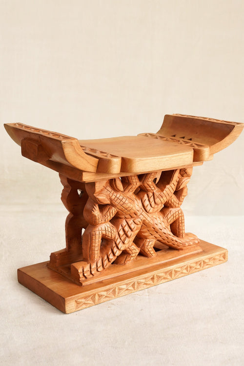 Light Brown Funefu Ashanti Stool