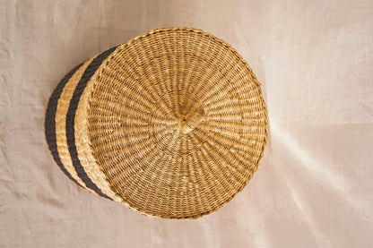 Woven basket on a textured surface