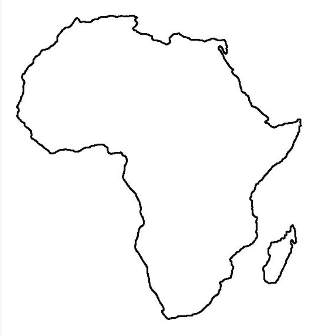Outline of the African continent on a white background