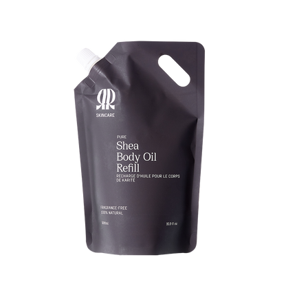 Sustainable Shea Body Oil Refill Pouch: Deep Hydration, Luminous Glow, Natural Scents